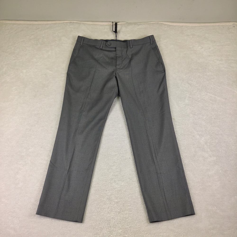 Michael Kors Mens Gray Dress Pants 36W x 29L Flat Front Stretch Trousers 4780